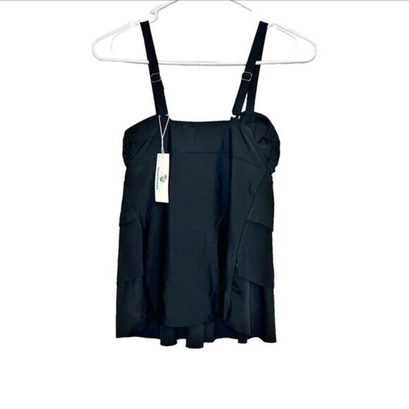 BeachSissi Ruffle Hem Black Adjustable Straps Tankini Bathing Suit Size S NWT - Picture 4 of 12
